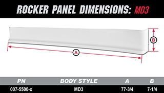 MD3 Rocker Panel Dimensions