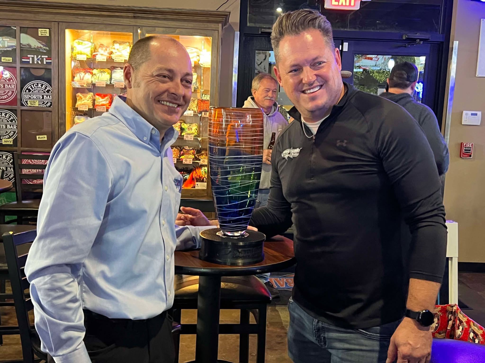 Chris Wiess receiving the inaugural Jeff Sandlin Legacy Award