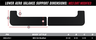 Lower Aero valance Support Dimensions