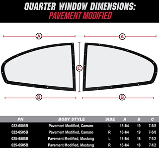 Quarter Window Dimensions