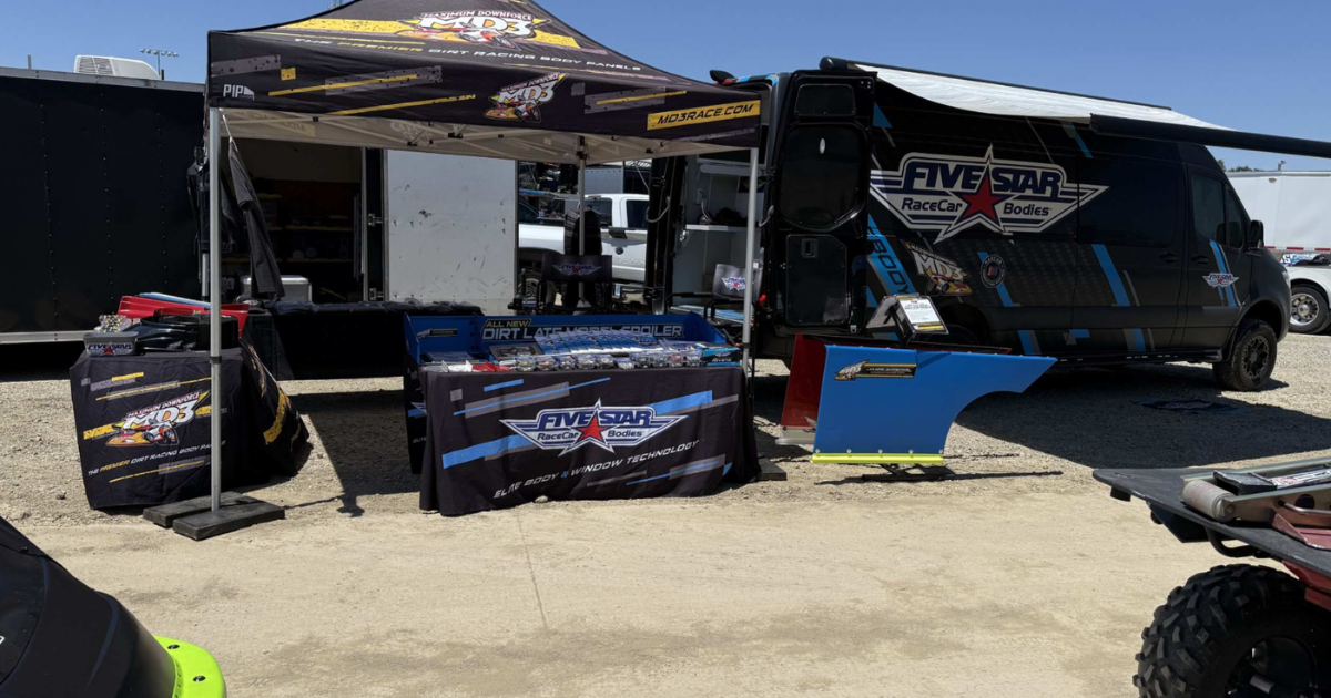 Five Star Road Tour setup at the Dirt Late Model Dream at Eldora Speedway