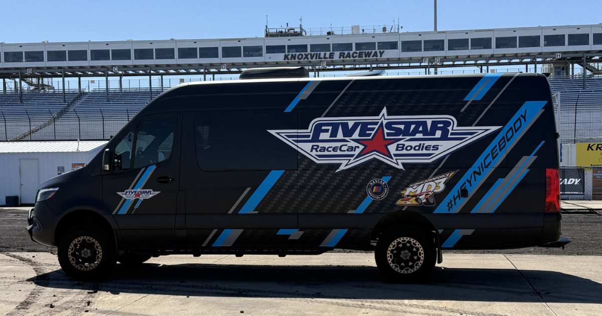 Five Star Sprinter van at Knoxville Raceway for the Premier Chevy Dealers Clash Road Tour stop