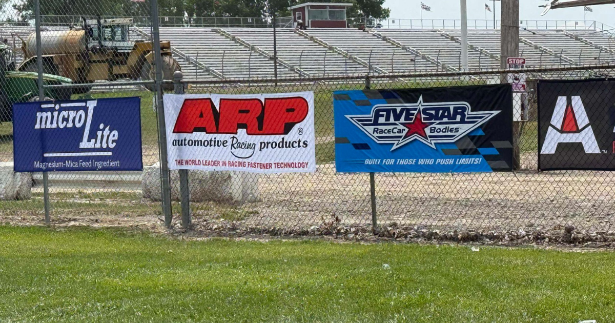 Larry Hillerud Memorial track banner at Wilmot Raceway