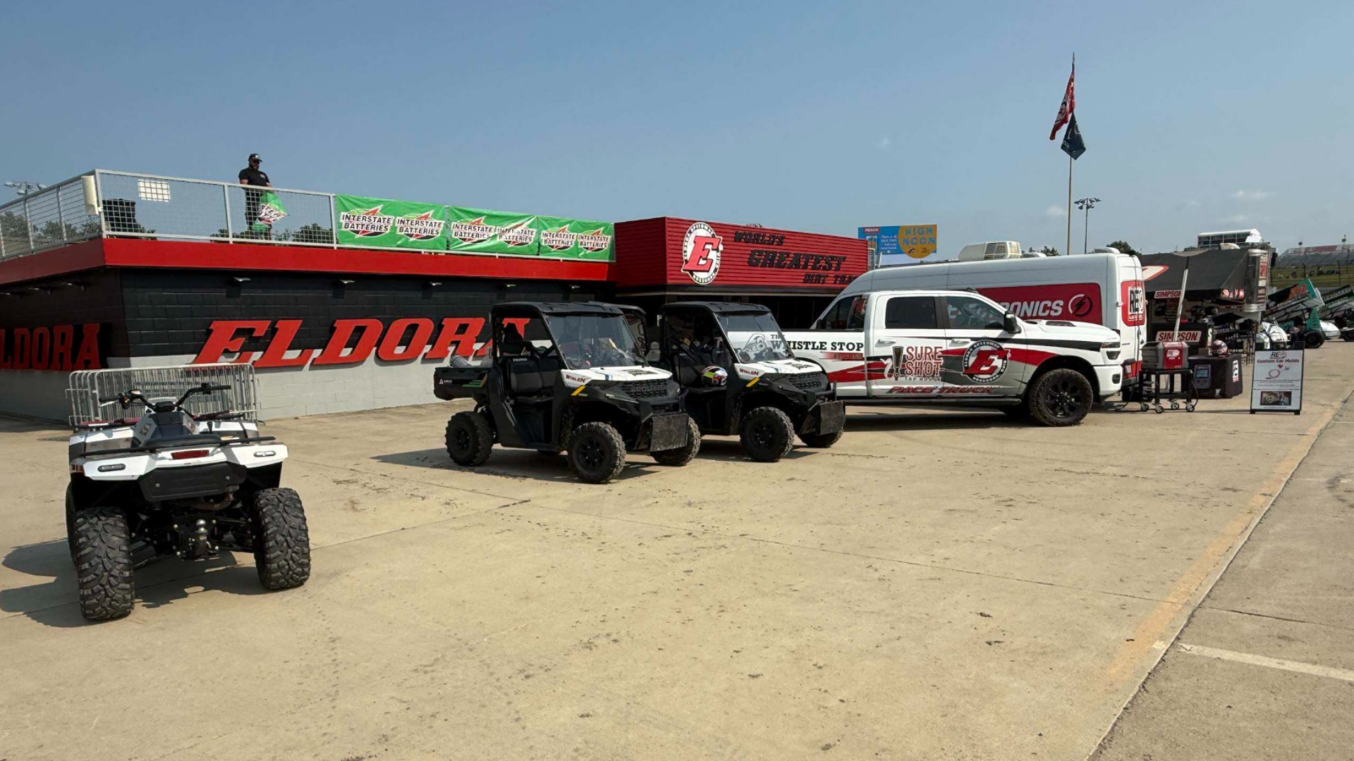 Sprint car pit area at Eldora Speedway