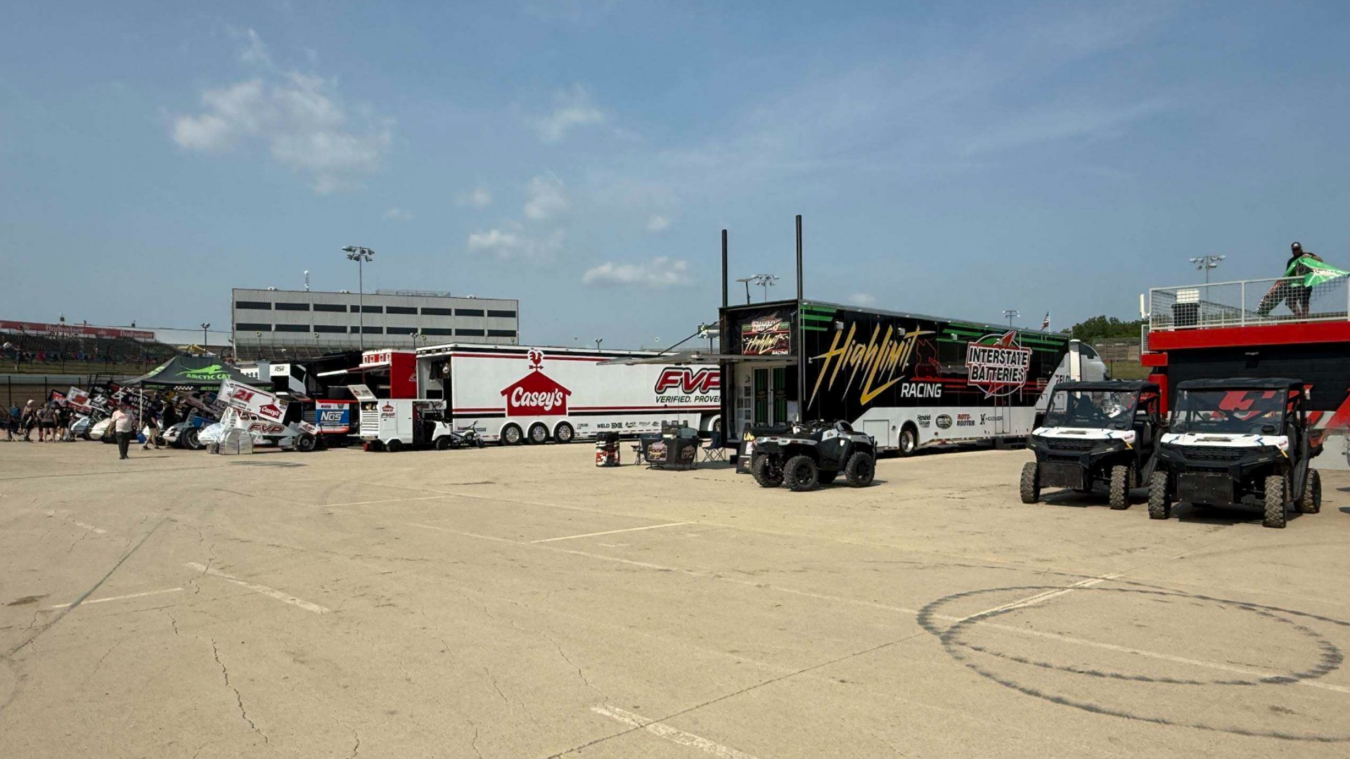 Sprint car teams in the pits during Kings Royal week