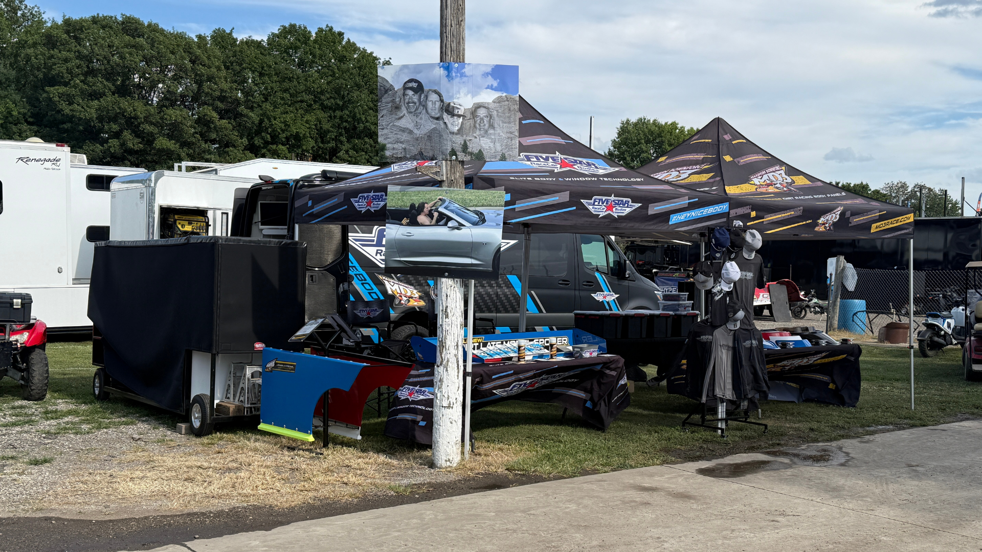 Five Star Road Tour Sprinter Van display at Fairbury Speedway